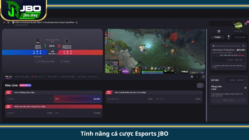 Tính năng cá cược Esports JBO
