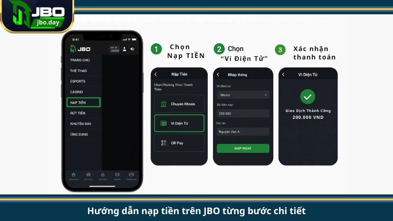 Hướng dẫn nạp tiền trên JBO từng bước chi tiết