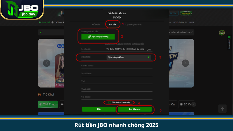 Rút tiền JBO nhanh chóng 2025