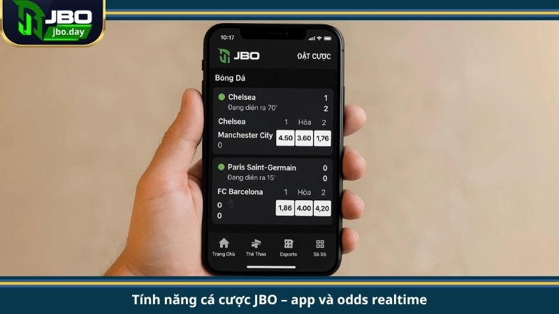 Tính năng cá cược JBO – app và odds realtime.