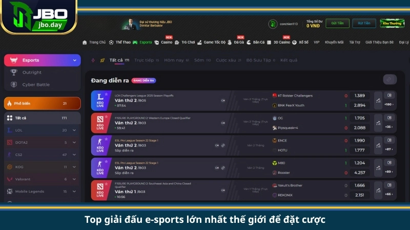 Top giải đấu e-sports lớn nhất thế giới để đặt cược