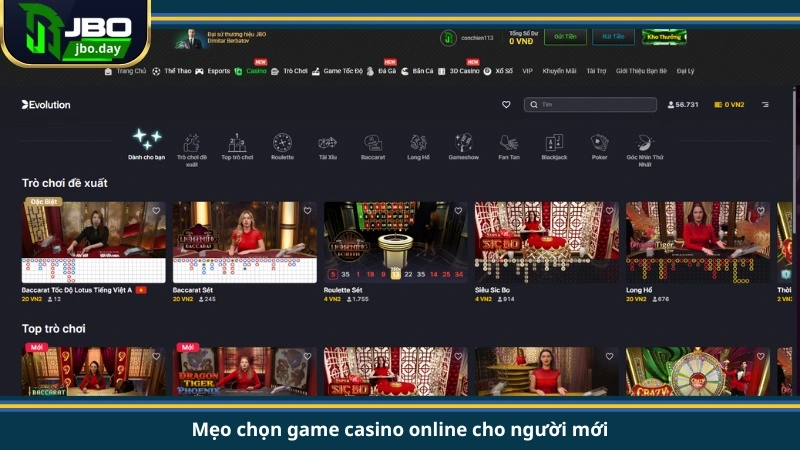 Mẹo chọn game casino online cho người mới