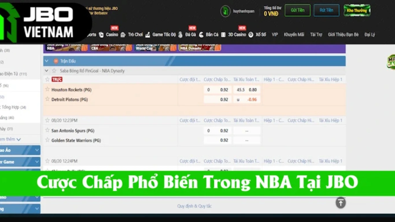 Cược chấp rất phổ biến trong NBA